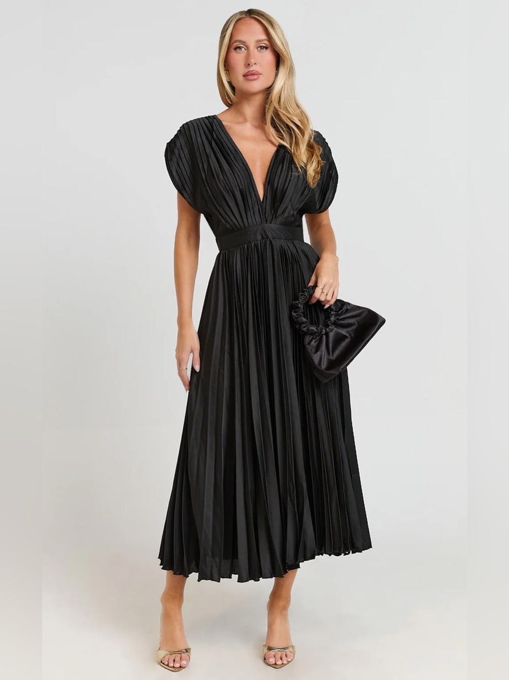 Aiyana Della Plunge Neck Midi Dress